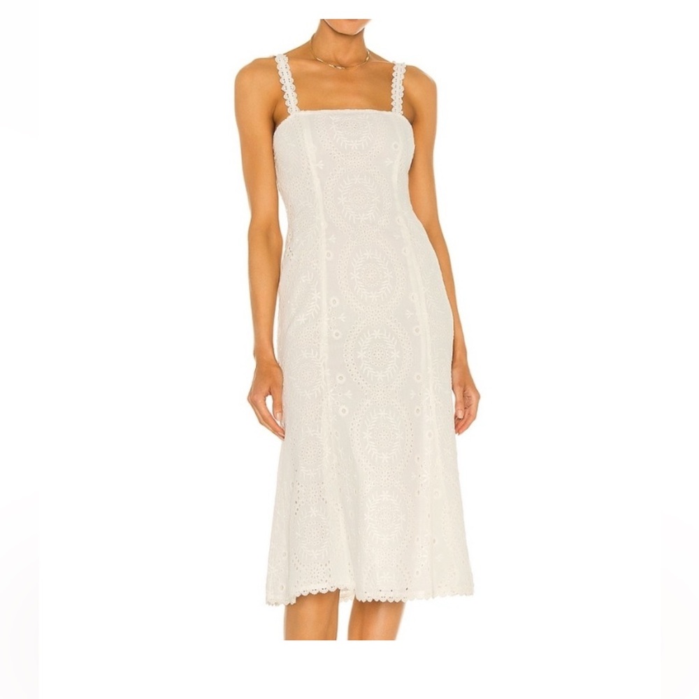 Majorelle Revolve Beth Midi White Eyelet Dress - Size Small